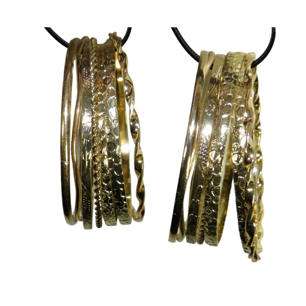 Gold Tone Set Of 14 Bangle Bracelets Textured Twist Smooth